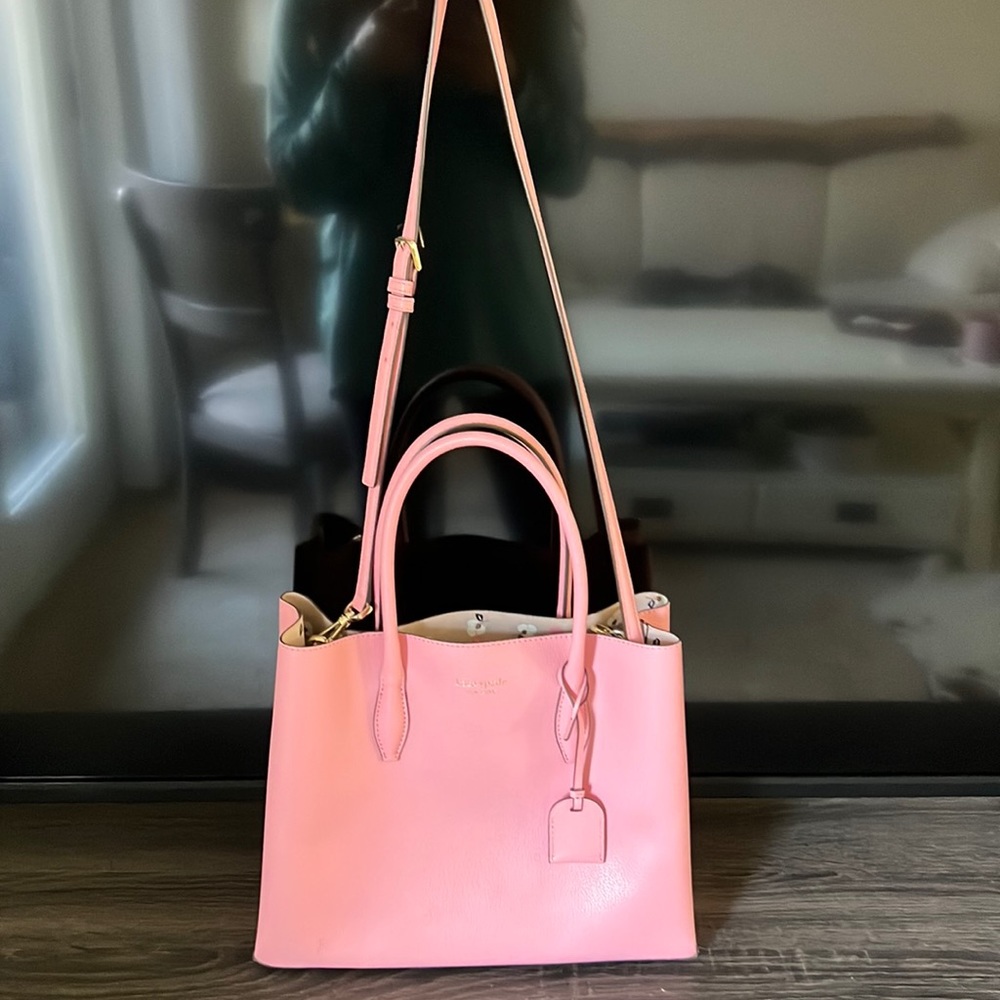 Kate Spade pink leather tote with zipper pocket inside, barely used